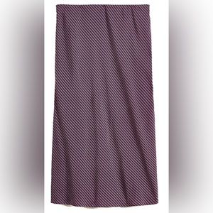 Madewell Purple Diagonal Stripe Midi Straight Skirt Side Slit